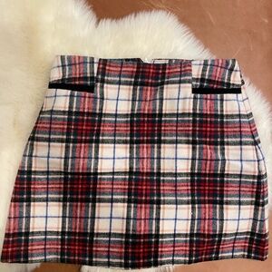 Copper Key Plaid Mini Skirt in Red, Black, and White